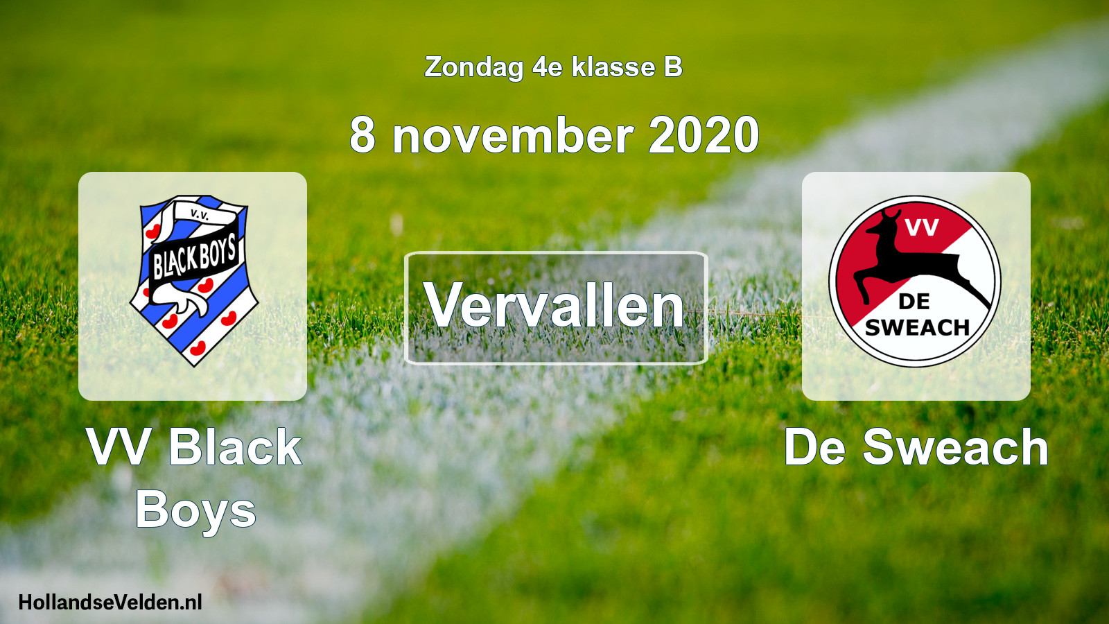 Scheduled Match: VV Black Boys - De Sweach (8 November 2020)