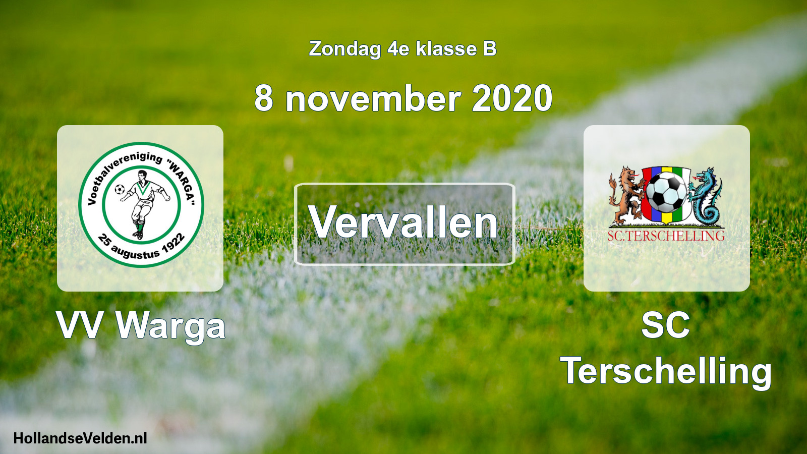 Scheduled Match: VV Warga - SC Terschelling (8 November 2020)