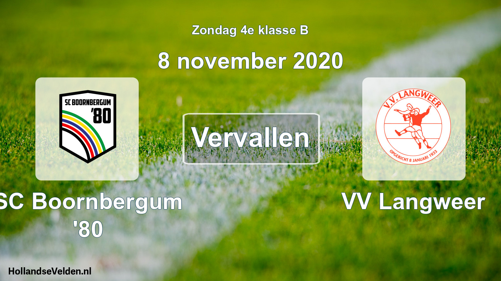 Scheduled Match: SC Boornbergum '80 - VV Langweer (8 November 2020)