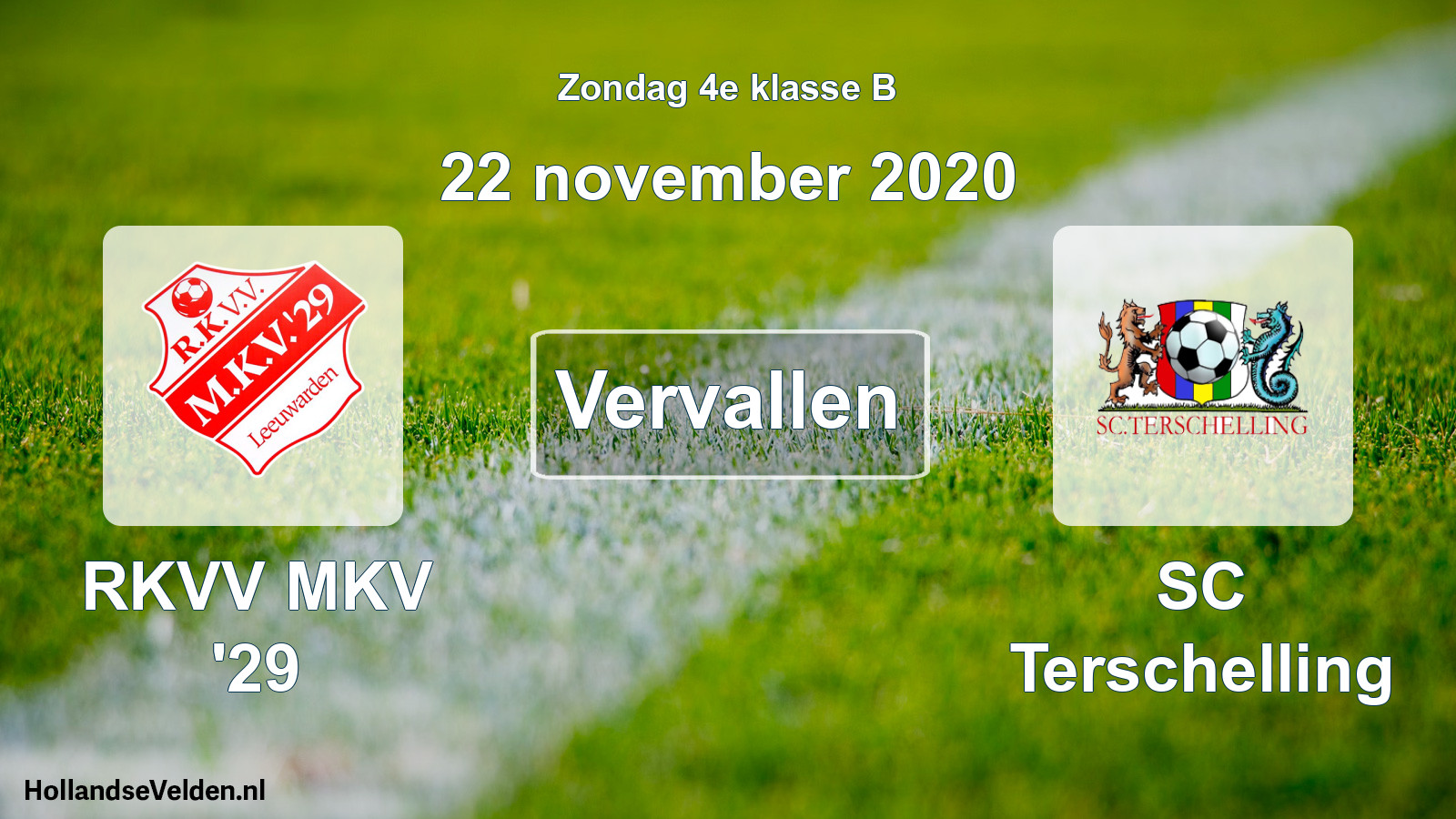 Scheduled Match: RKVV MKV '29 - SC Terschelling (22 November 2020)