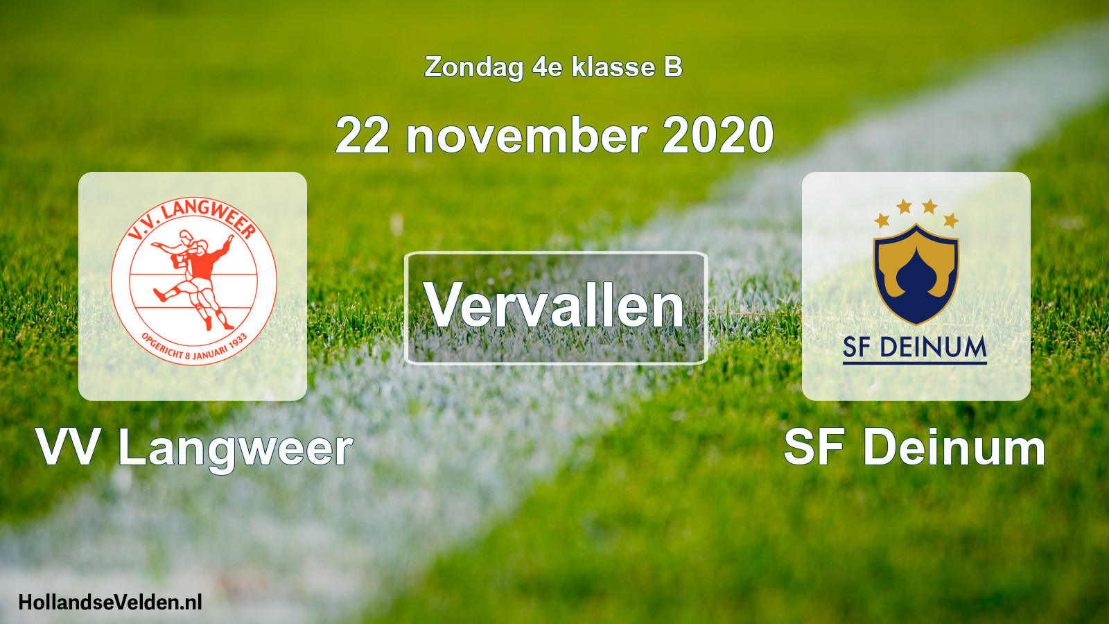 Scheduled Match: VV Langweer - SF Deinum (22 November 2020)