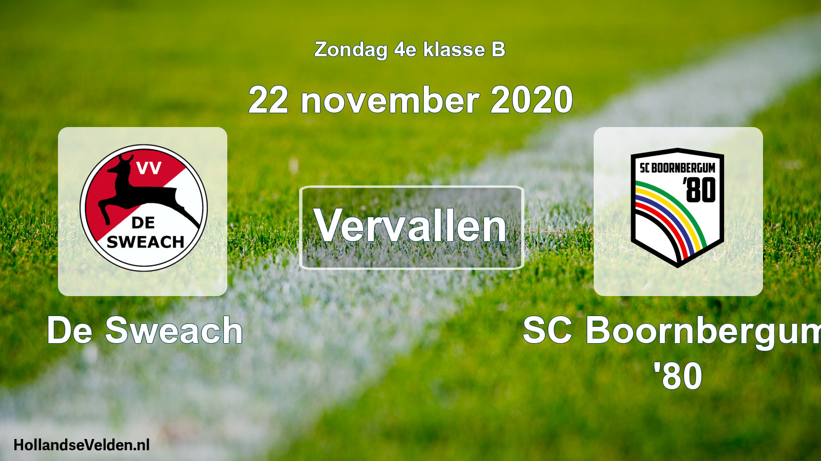 Scheduled Match: De Sweach - SC Boornbergum '80 (22 November 2020)
