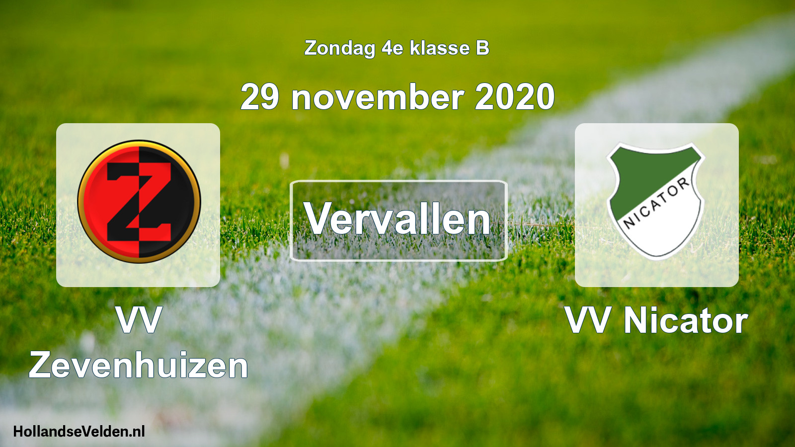 Scheduled Match: VV Zevenhuizen - VV Nicator (29 November 2020)