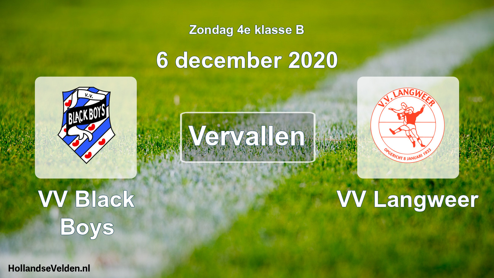 Scheduled Match: VV Black Boys - VV Langweer (6 December 2020)