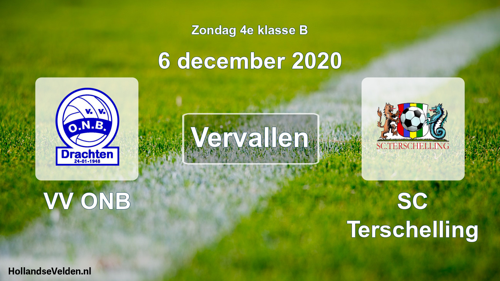 Scheduled Match: VV ONB - SC Terschelling (6 December 2020)