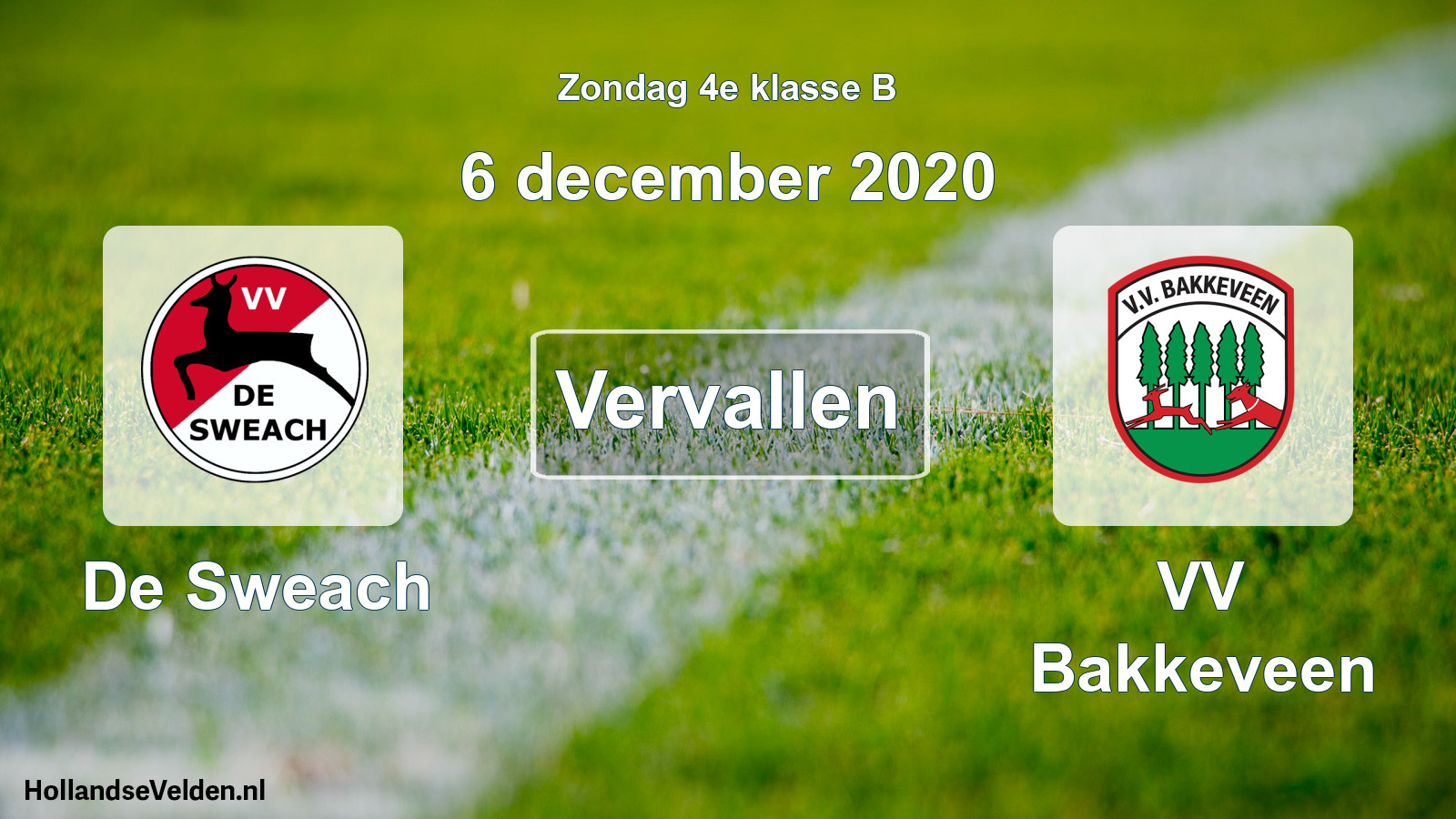 Scheduled Match: De Sweach - VV Bakkeveen (6 December 2020)