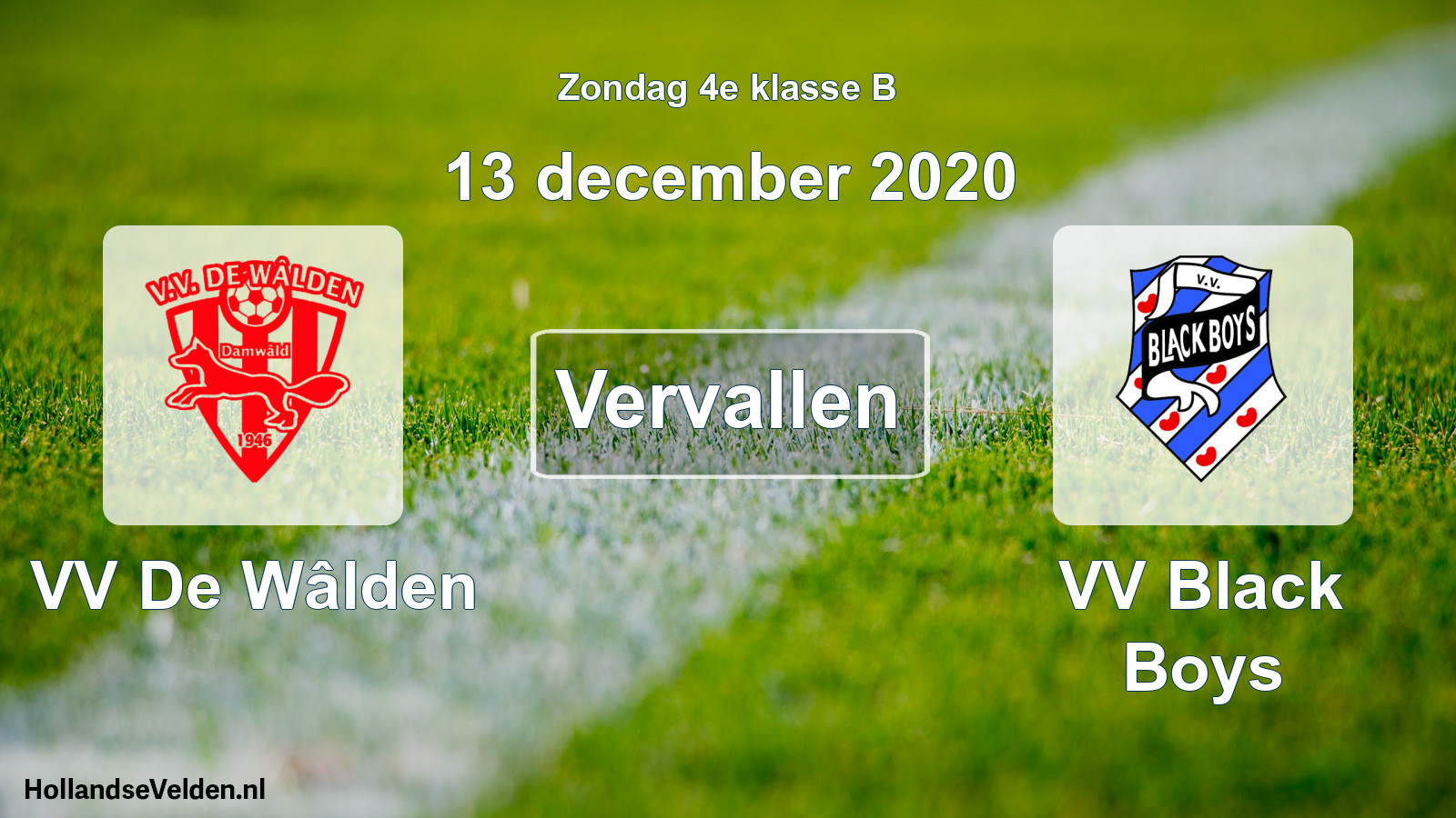 Scheduled Match: VV De Wâlden - VV Black Boys (13 December 2020)