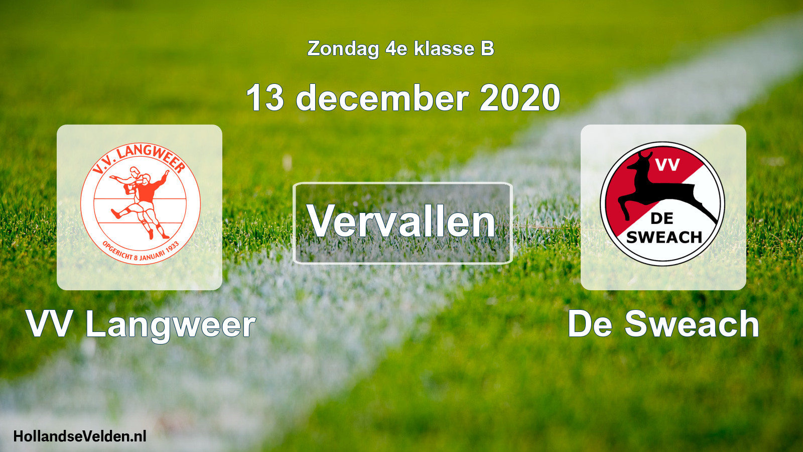 Scheduled Match: VV Langweer - De Sweach (13 December 2020)