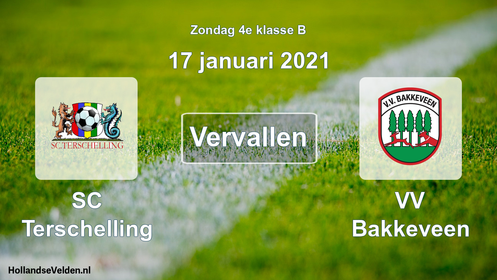 Scheduled Match: SC Terschelling - VV Bakkeveen (17 January 2021)