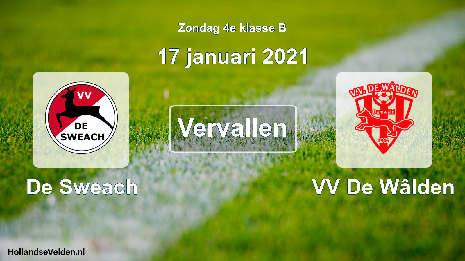 Scheduled Match: De Sweach - VV De Wâlden (17 January 2021)