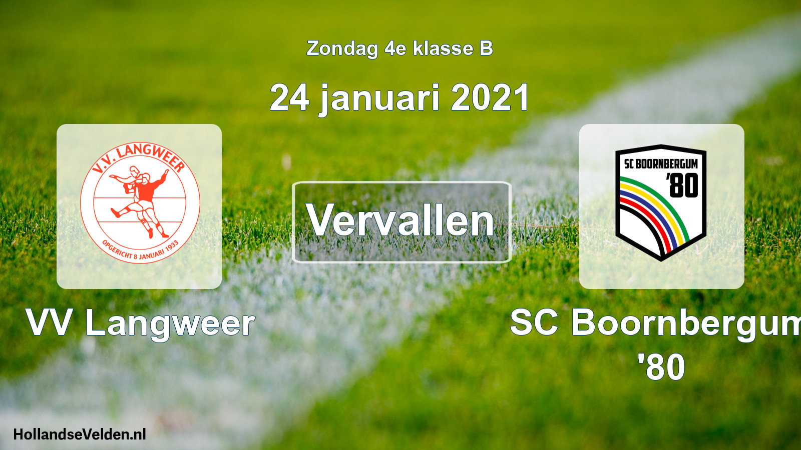 Scheduled Match: VV Langweer - SC Boornbergum '80 (24 January 2021)