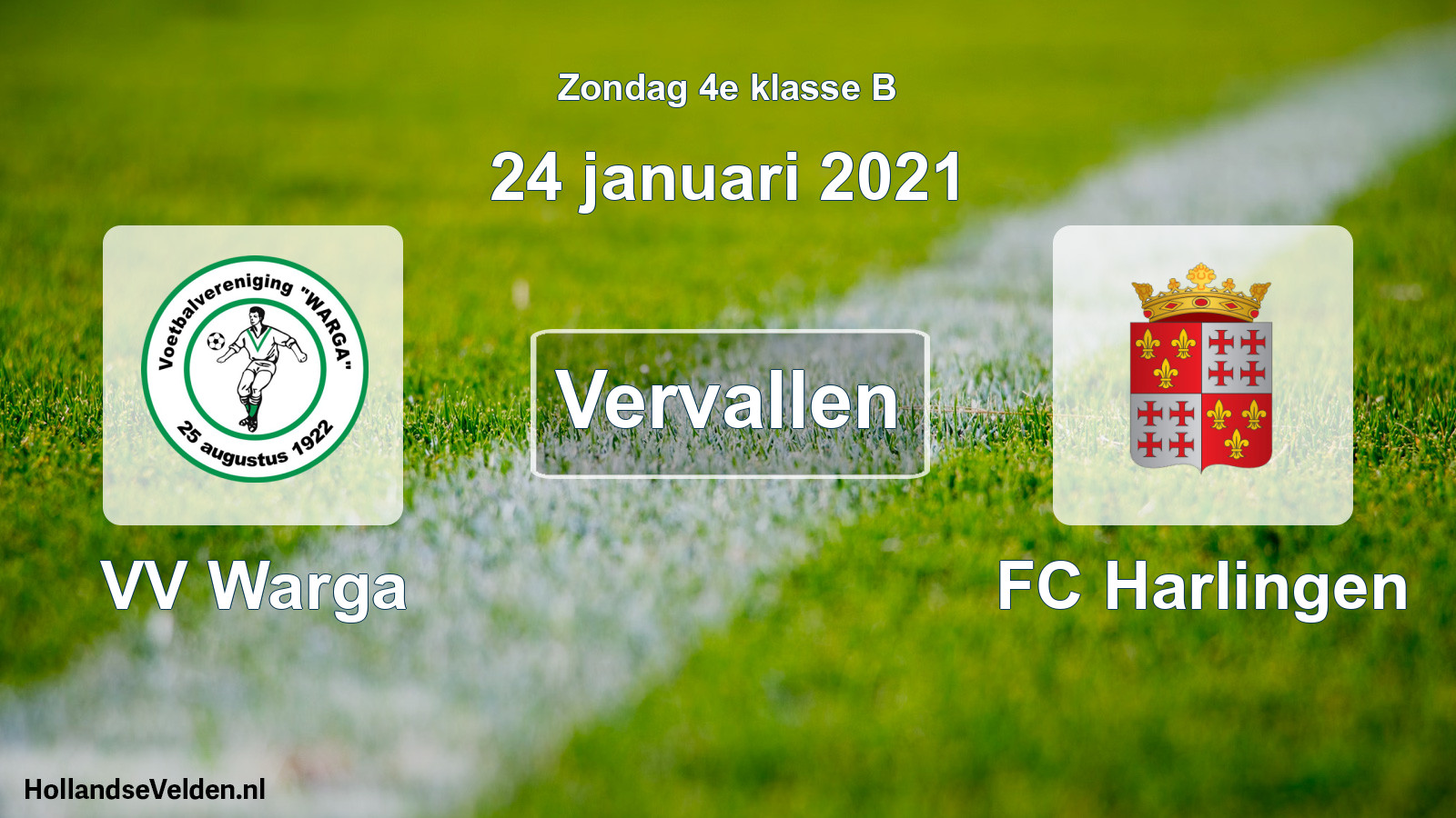 Scheduled Match: VV Warga - FC Harlingen (24 January 2021)