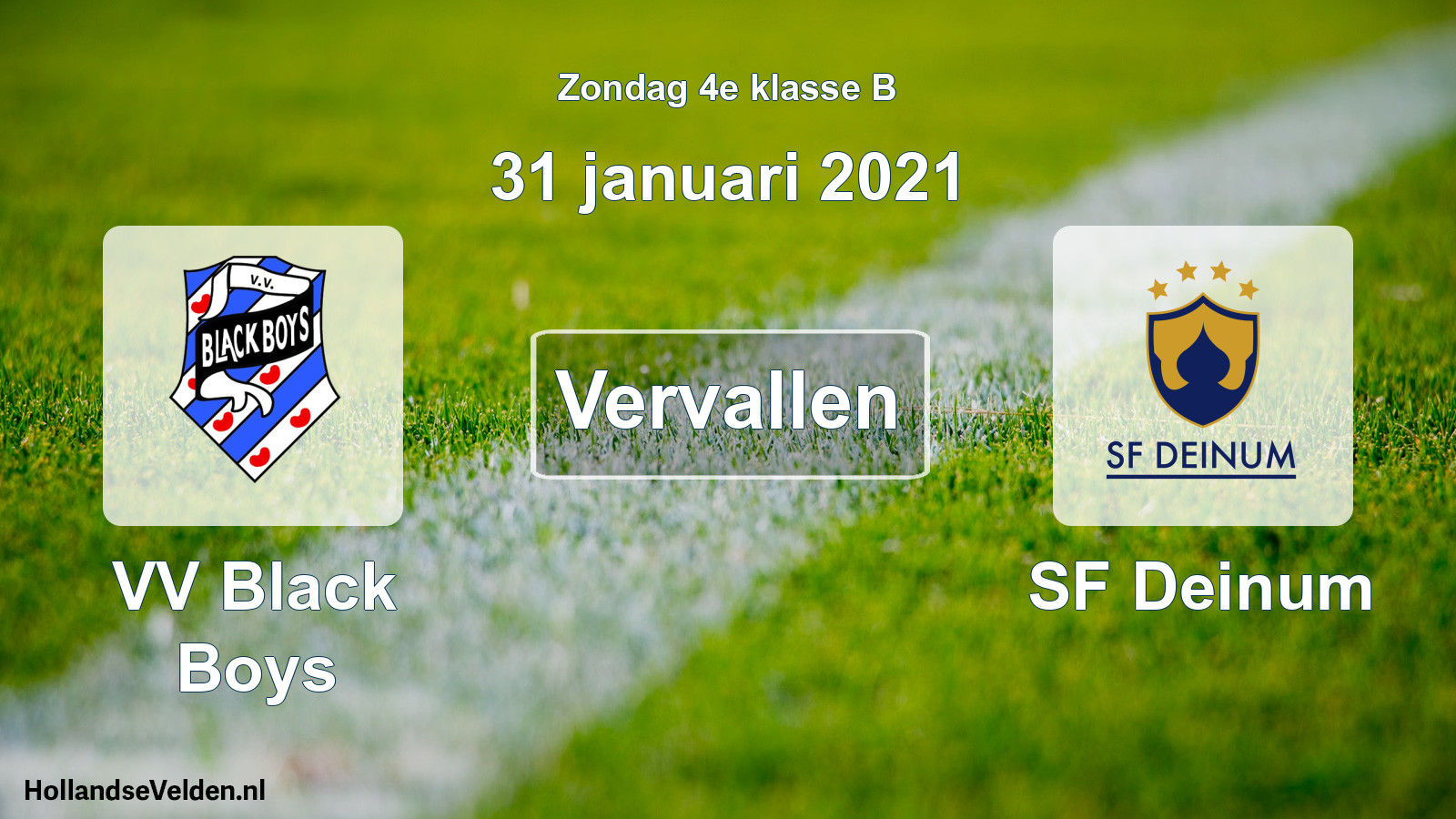 Scheduled Match: VV Black Boys - SF Deinum (31 January 2021)