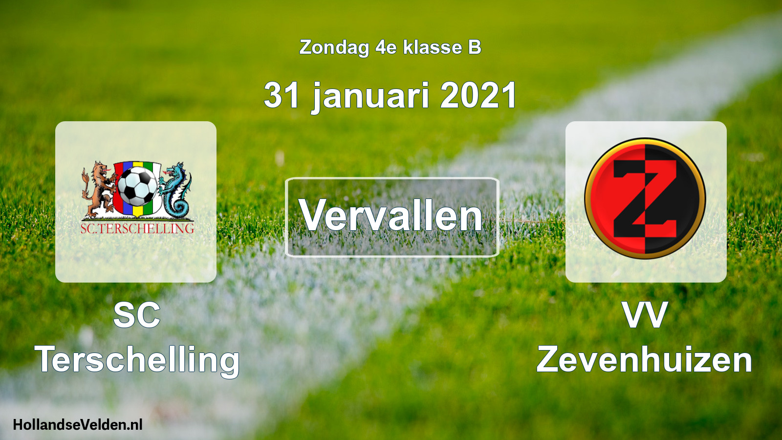 Scheduled Match: SC Terschelling - VV Zevenhuizen (31 January 2021)
