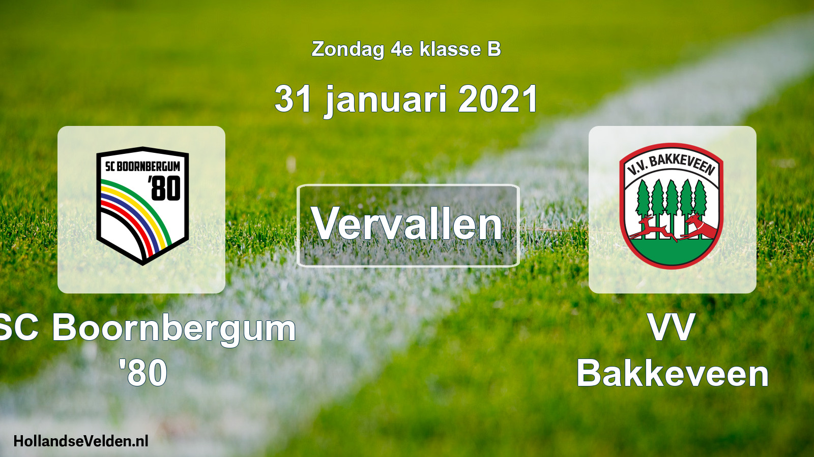 Scheduled Match: SC Boornbergum '80 - VV Bakkeveen (31 January 2021)