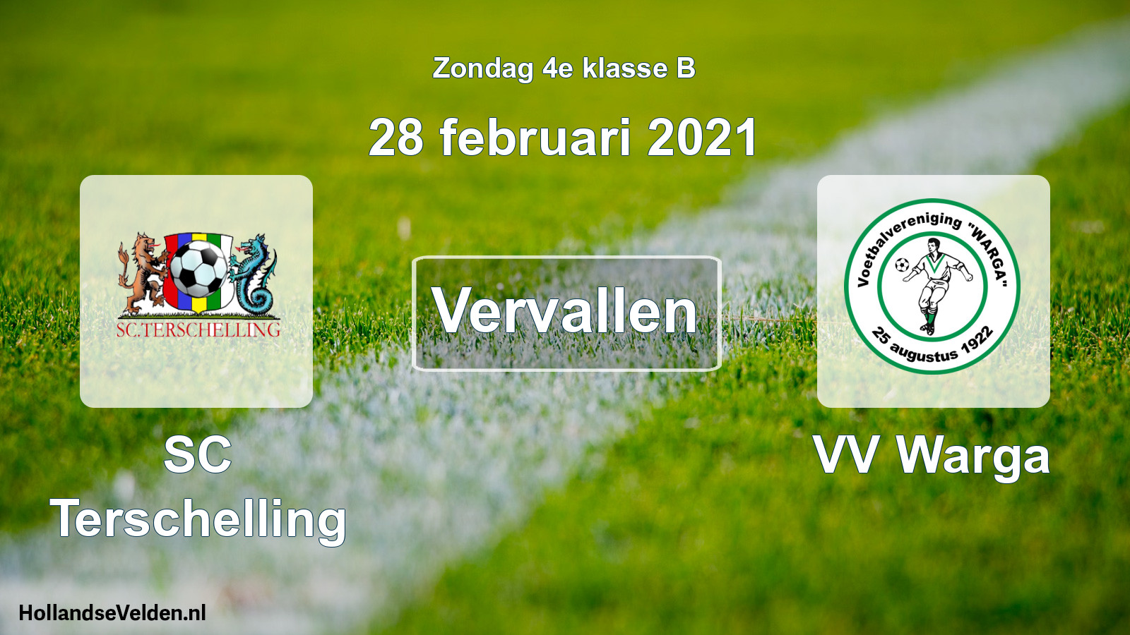 Scheduled Match: SC Terschelling - VV Warga (28 February 2021)