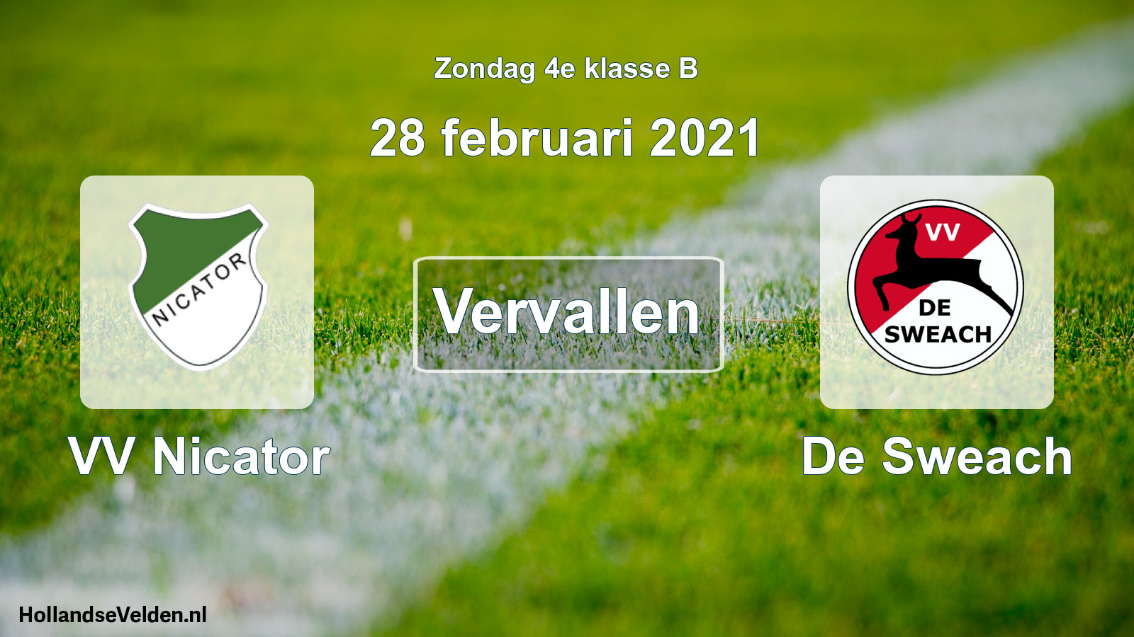 Scheduled Match: VV Nicator - De Sweach (28 February 2021)