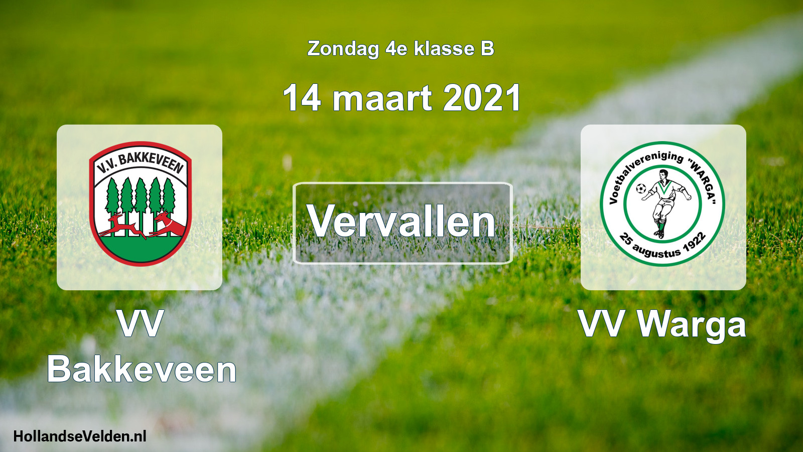 Scheduled Match: VV Bakkeveen - VV Warga (14 March 2021)