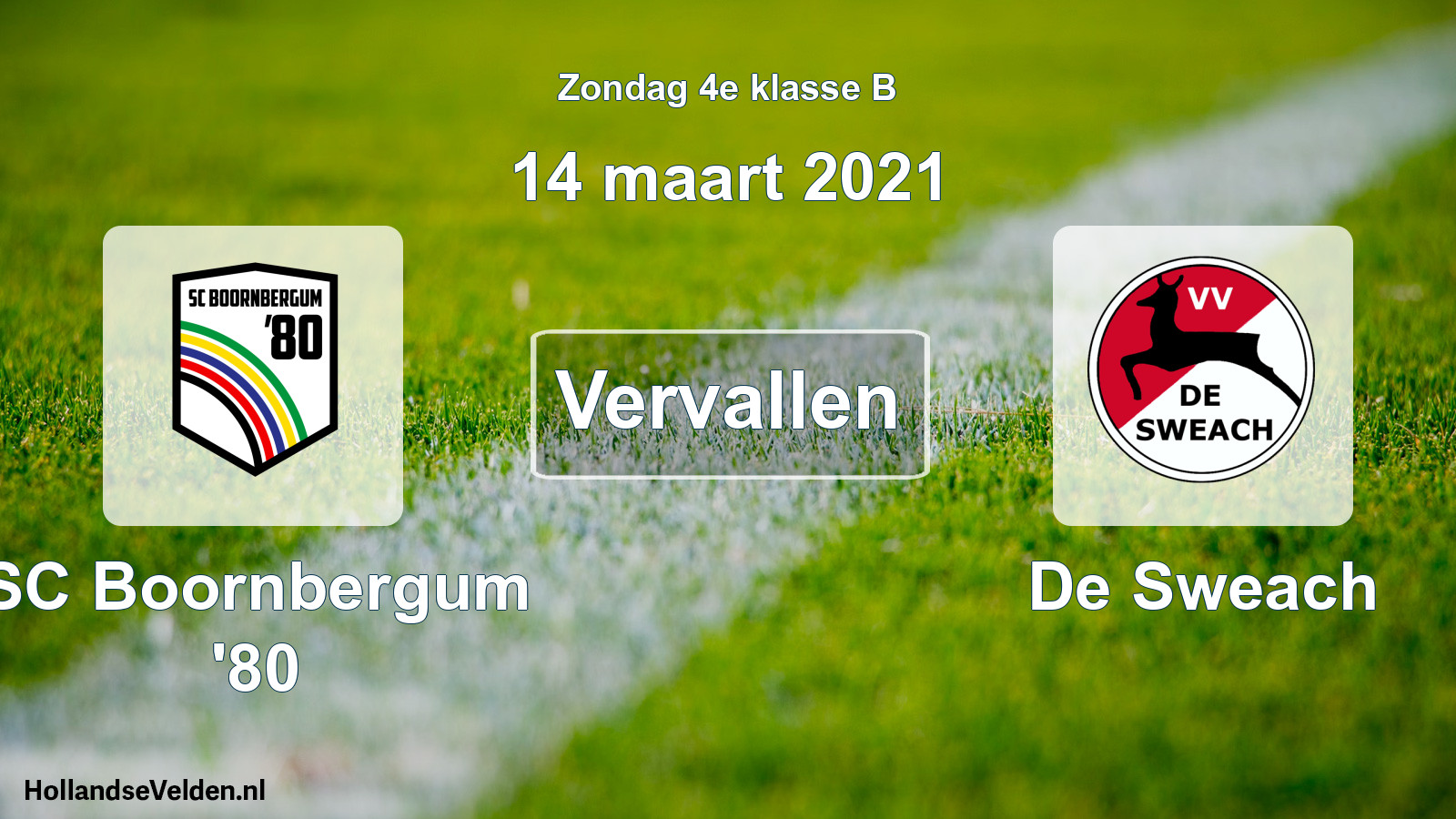 Scheduled Match: SC Boornbergum '80 - De Sweach (14 March 2021)