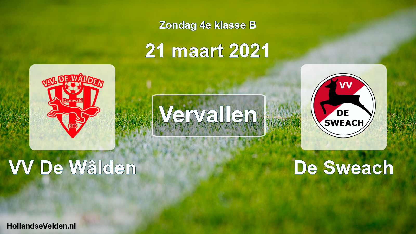 Scheduled Match: VV De Wâlden - De Sweach (21 March 2021)