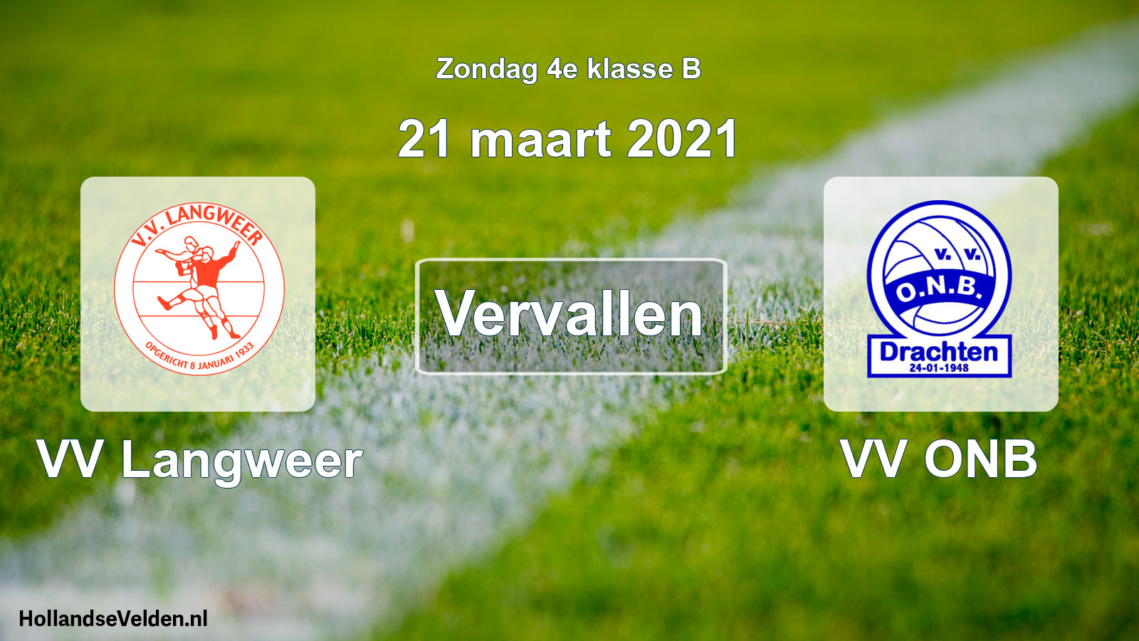 Scheduled Match: VV Langweer - VV ONB (21 March 2021)