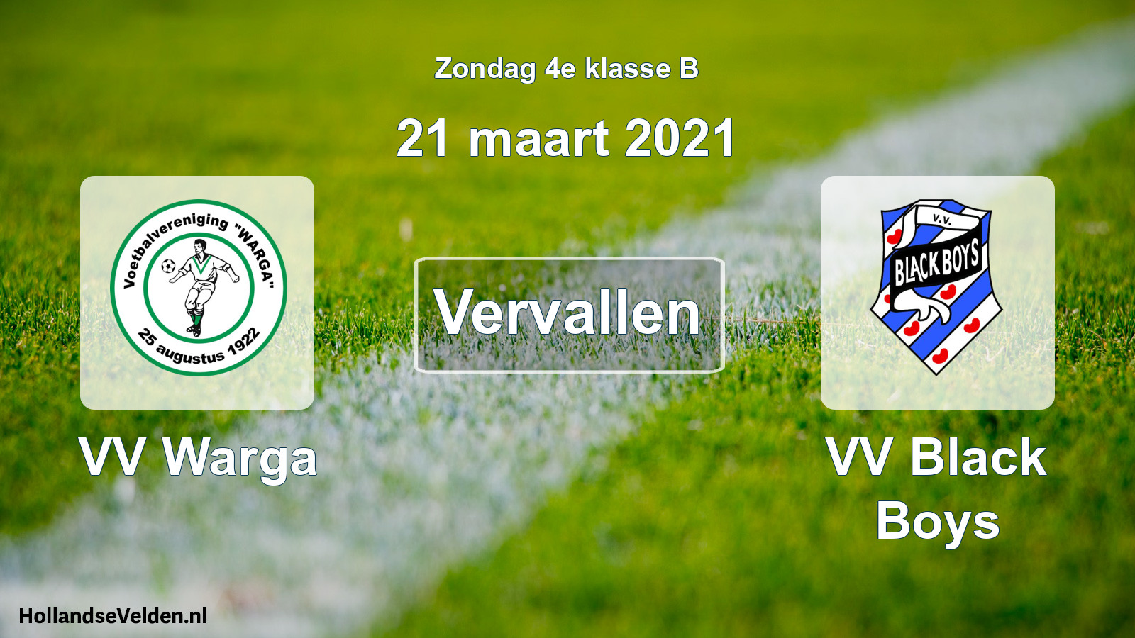 Scheduled Match: VV Warga - VV Black Boys (21 March 2021)