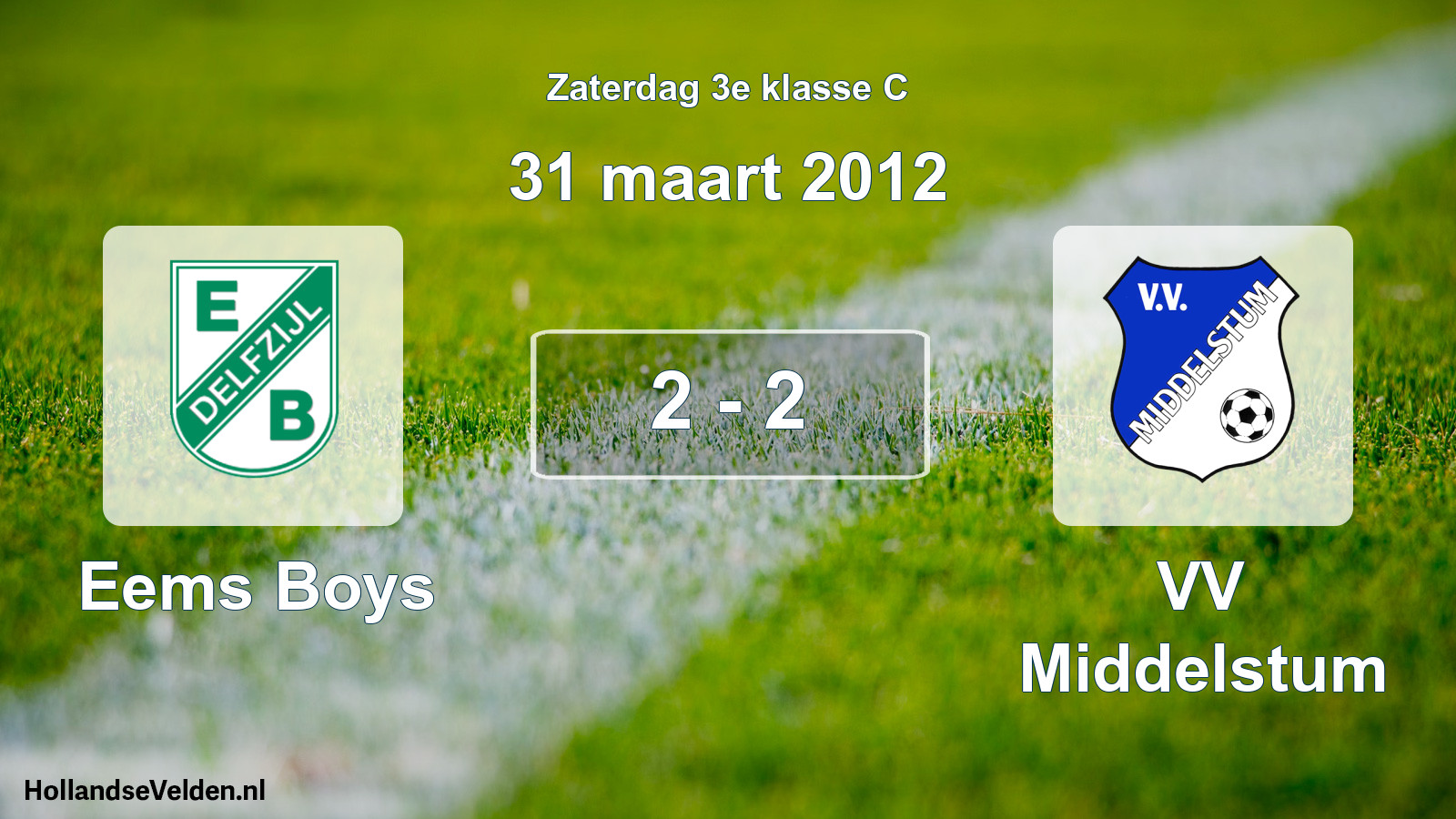 Total number of matches played: Eems Boys - VV Middelstum 2 - 2 (31 March 2012)