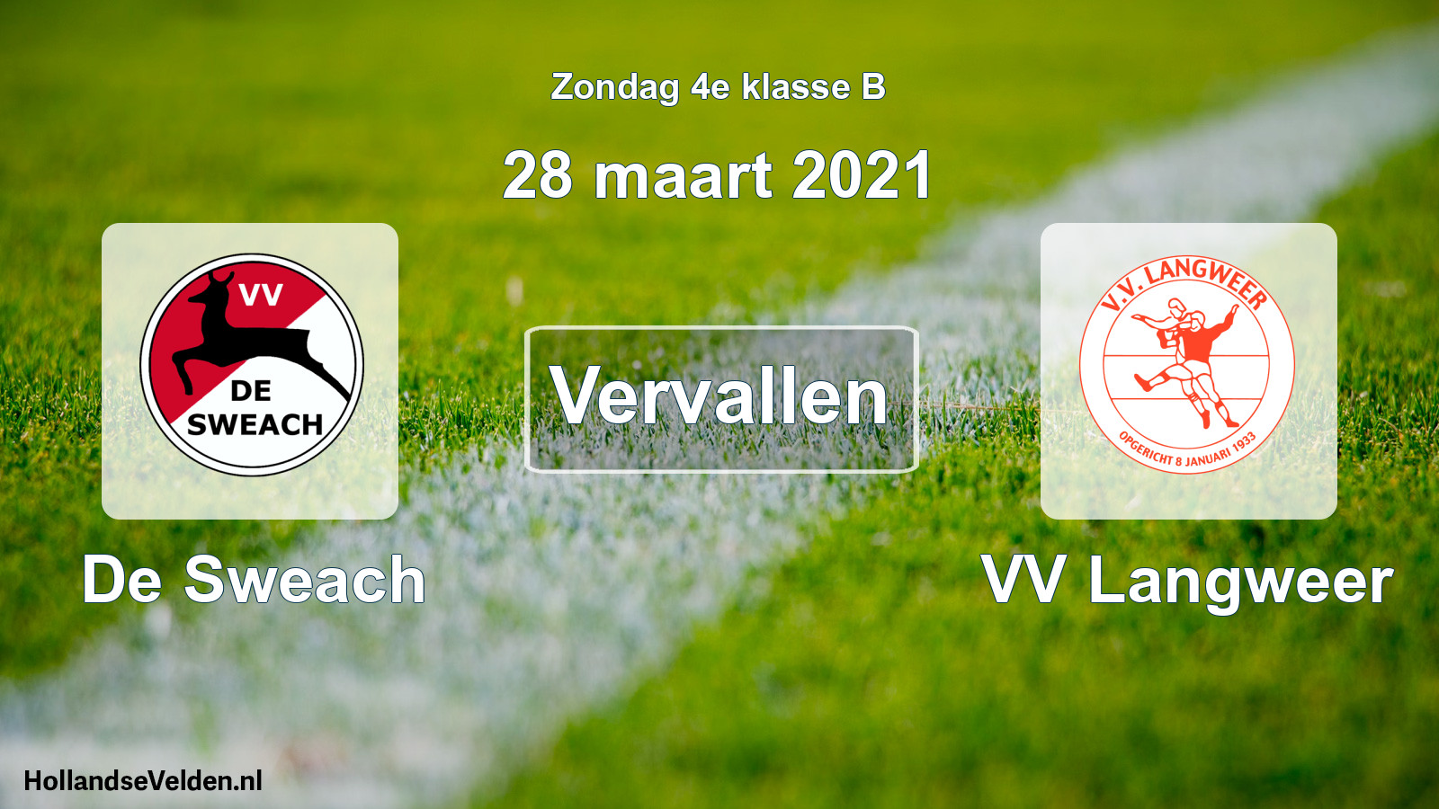 Scheduled Match: De Sweach - VV Langweer (28 March 2021)