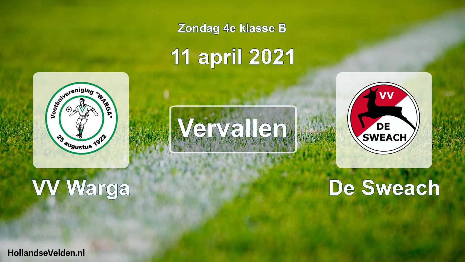 Scheduled Match: VV Warga - De Sweach (11 April 2021)