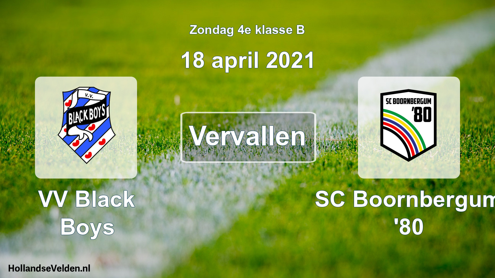 Scheduled Match: VV Black Boys - SC Boornbergum '80 (18 April 2021)