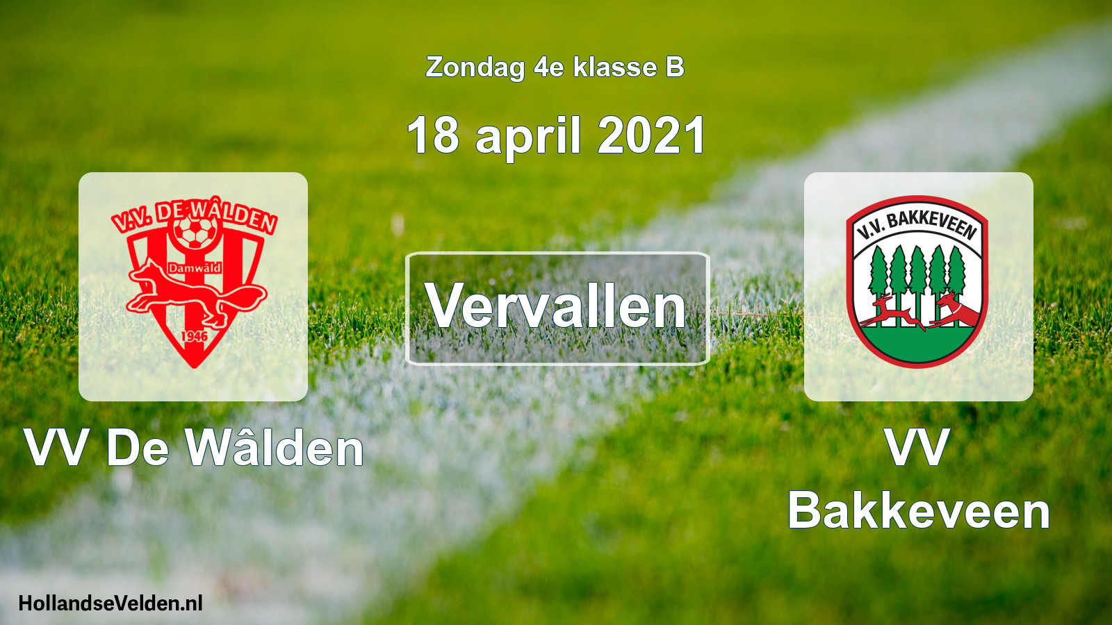 Scheduled Match: VV De Wâlden - VV Bakkeveen (18 April 2021)