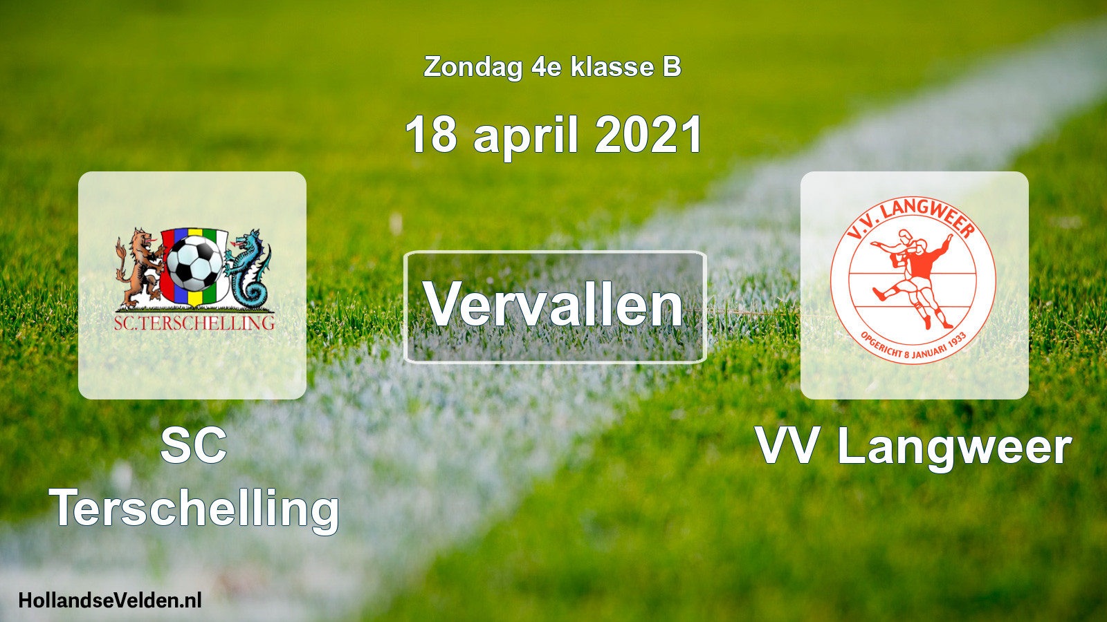 Scheduled Match: SC Terschelling - VV Langweer (18 April 2021)