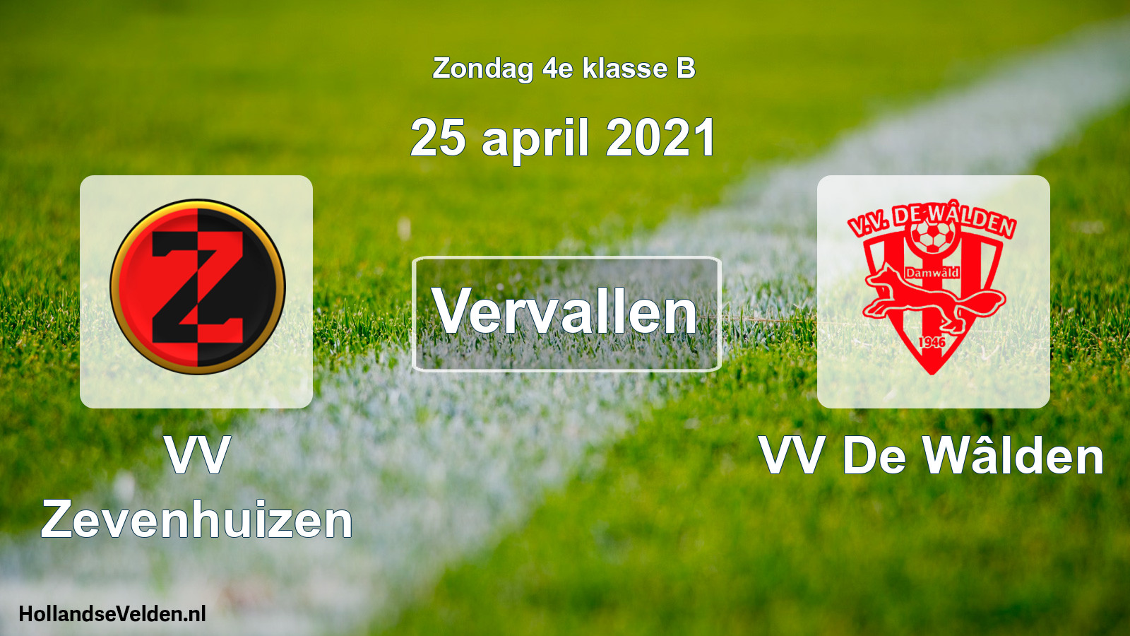 Scheduled Match: VV Zevenhuizen - VV De Wâlden (25 April 2021)
