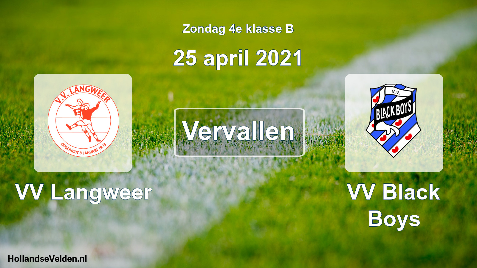 Scheduled Match: VV Langweer - VV Black Boys (25 April 2021)