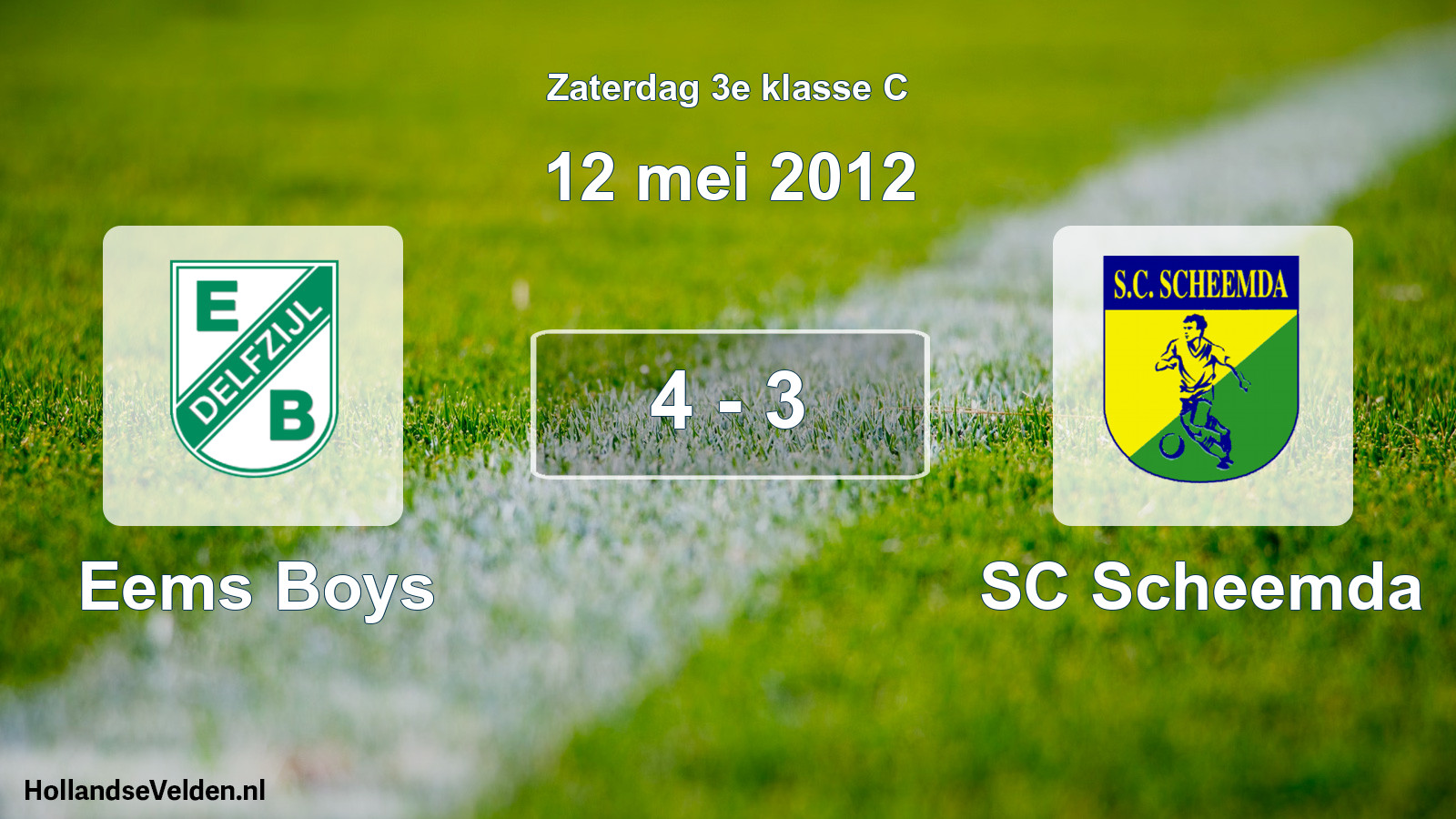 Total number of matches played: Eems Boys - SC Scheemda 4 - 3 (12 May 2012)