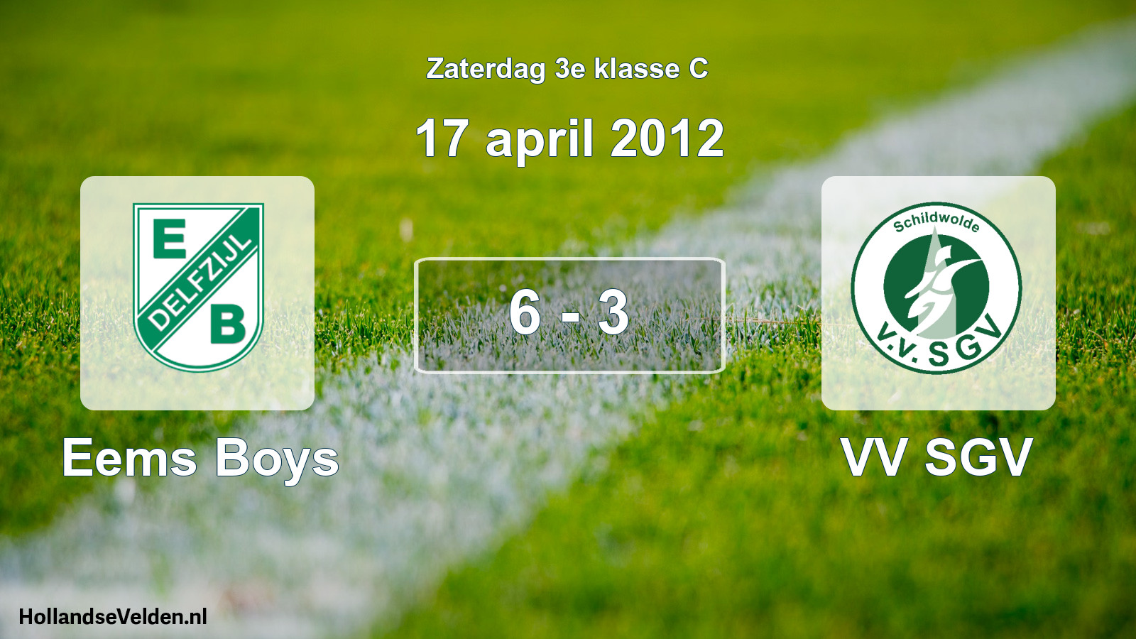 Total number of matches played: Eems Boys - VV SGV 6 - 3 (17 April 2012)