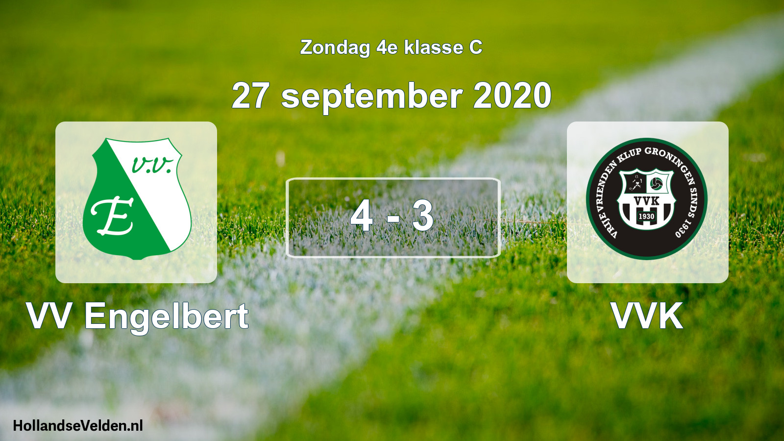 Total number of matches played: VV Engelbert - VVK 4 - 3 (27 September 2020)