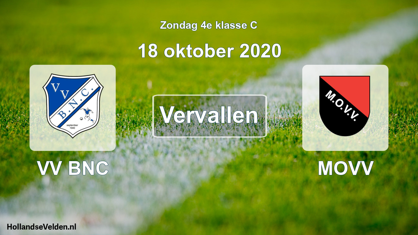 Scheduled Match: VV BNC - MOVV (18 October 2020)