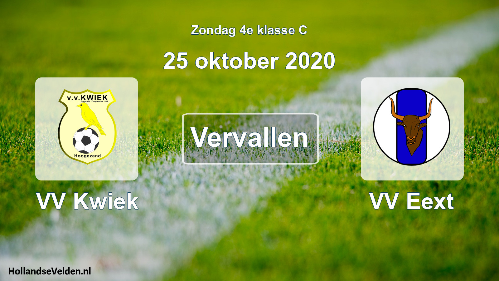 Scheduled Match: VV Kwiek - VV Eext (25 October 2020)