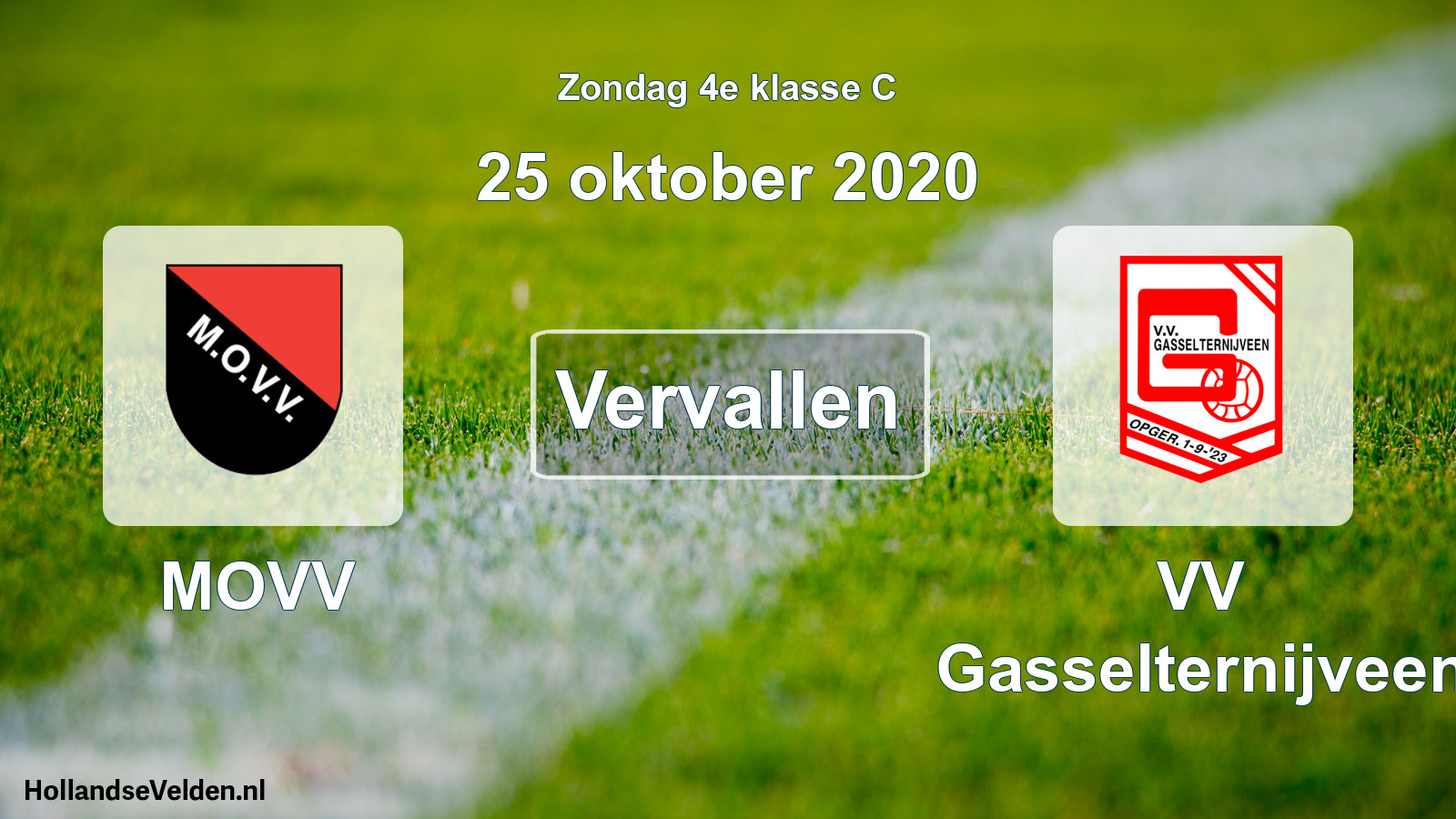 Scheduled Match: MOVV - VV Gasselternijveen (25 October 2020)