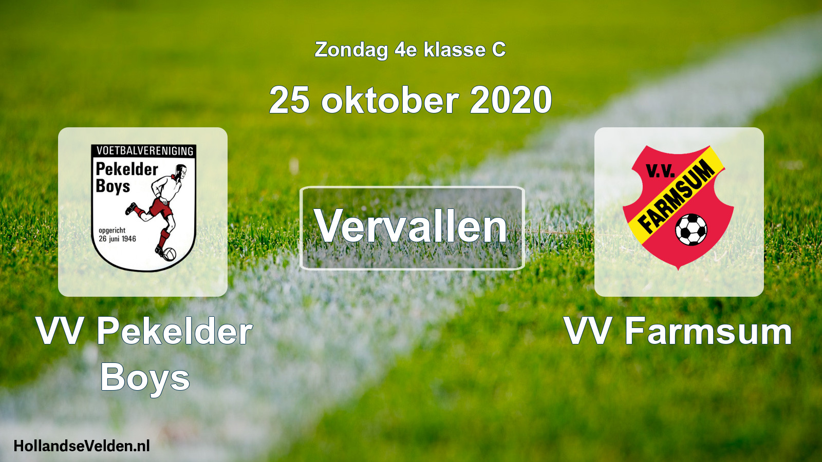 Scheduled Match: VV Pekelder Boys - VV Farmsum (25 October 2020)