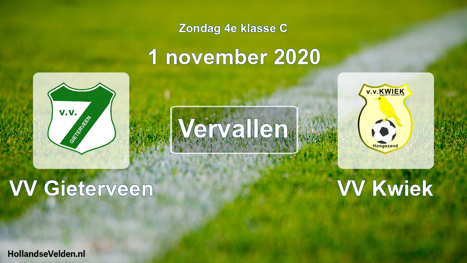 Scheduled Match: VV Gieterveen - VV Kwiek (1 November 2020)