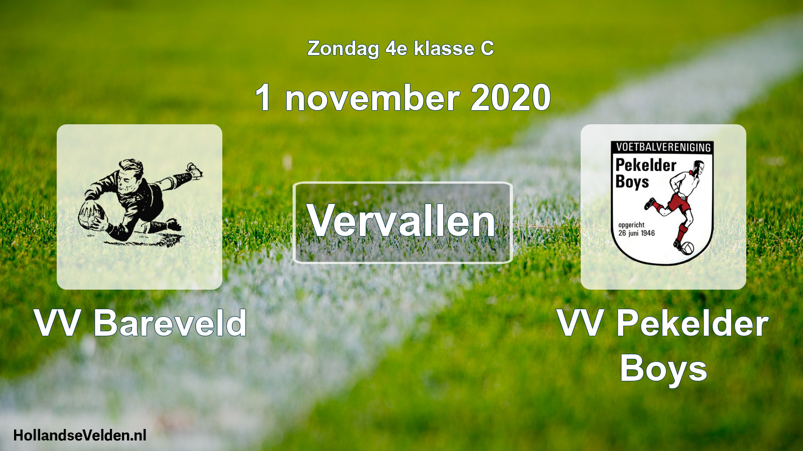 Scheduled Match: VV Bareveld - VV Pekelder Boys (1 November 2020)