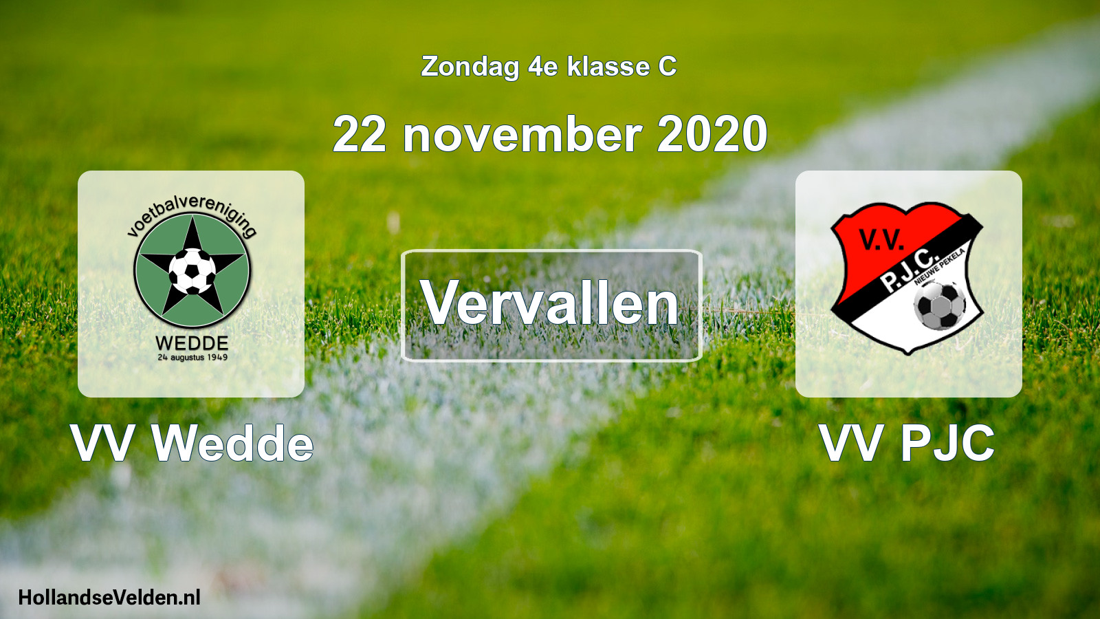 Scheduled Match: VV Wedde - VV PJC (22 November 2020)