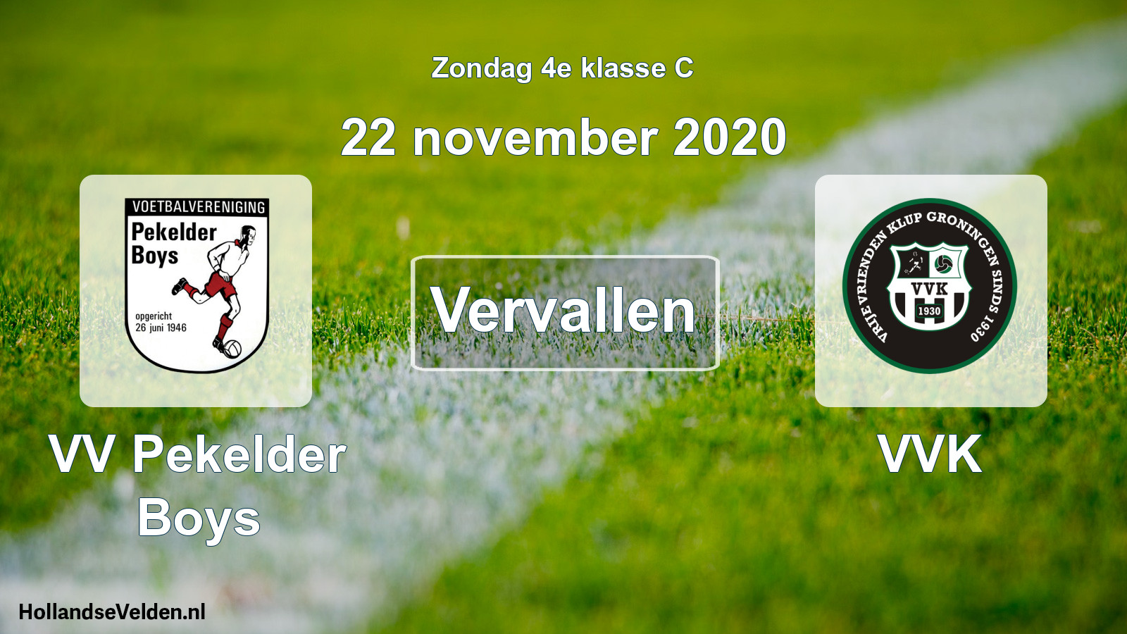 Scheduled Match: VV Pekelder Boys - VVK (22 November 2020)