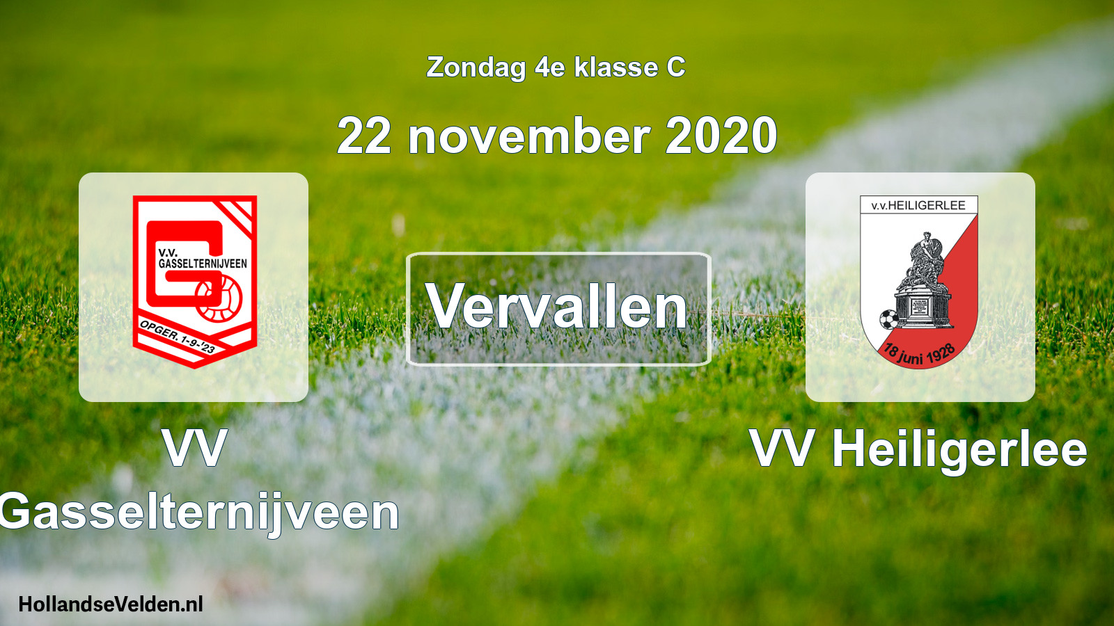 Scheduled Match: VV Gasselternijveen - VV Heiligerlee (22 November 2020)