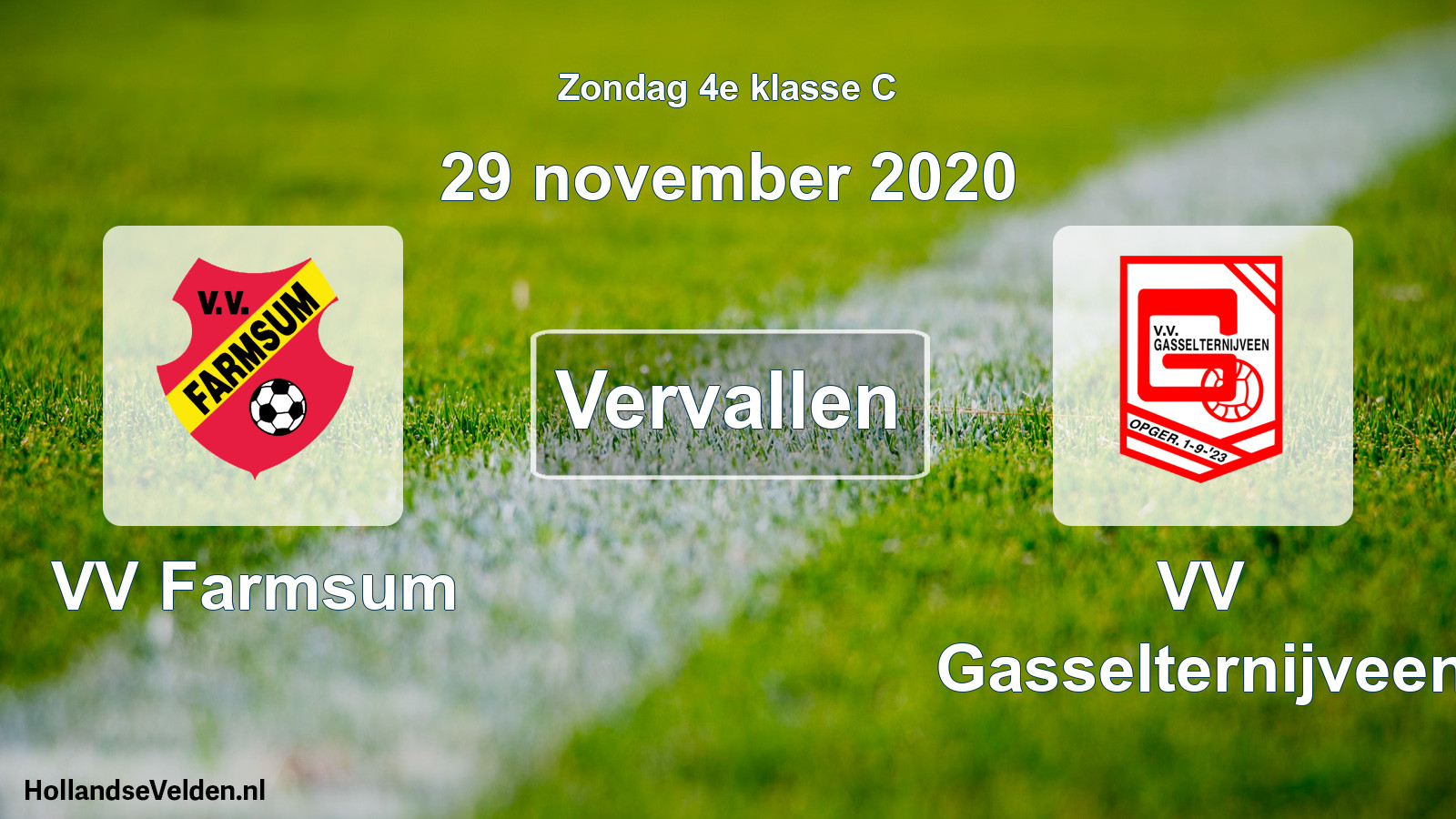 Scheduled Match: VV Farmsum - VV Gasselternijveen (29 November 2020)