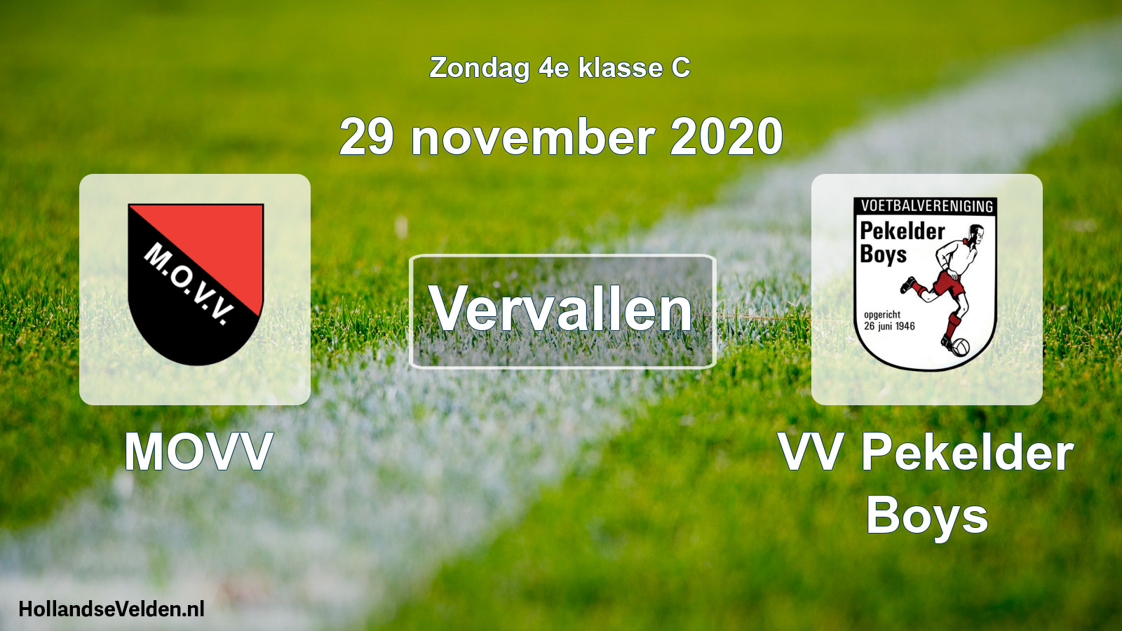 Scheduled Match: MOVV - VV Pekelder Boys (29 November 2020)