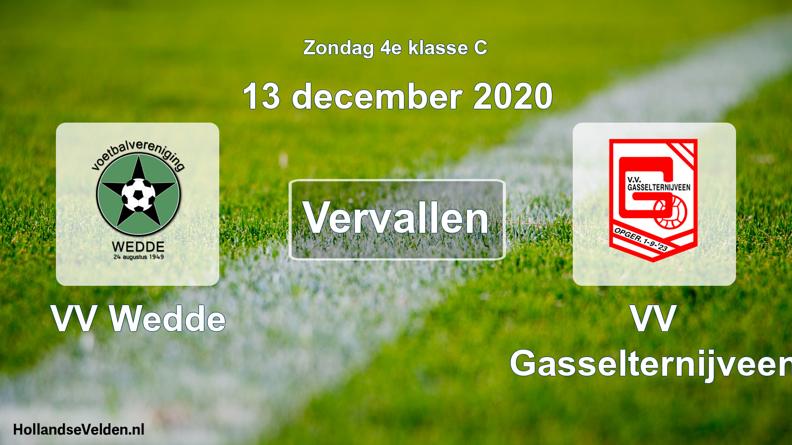 Scheduled Match: VV Wedde - VV Gasselternijveen (13 December 2020)
