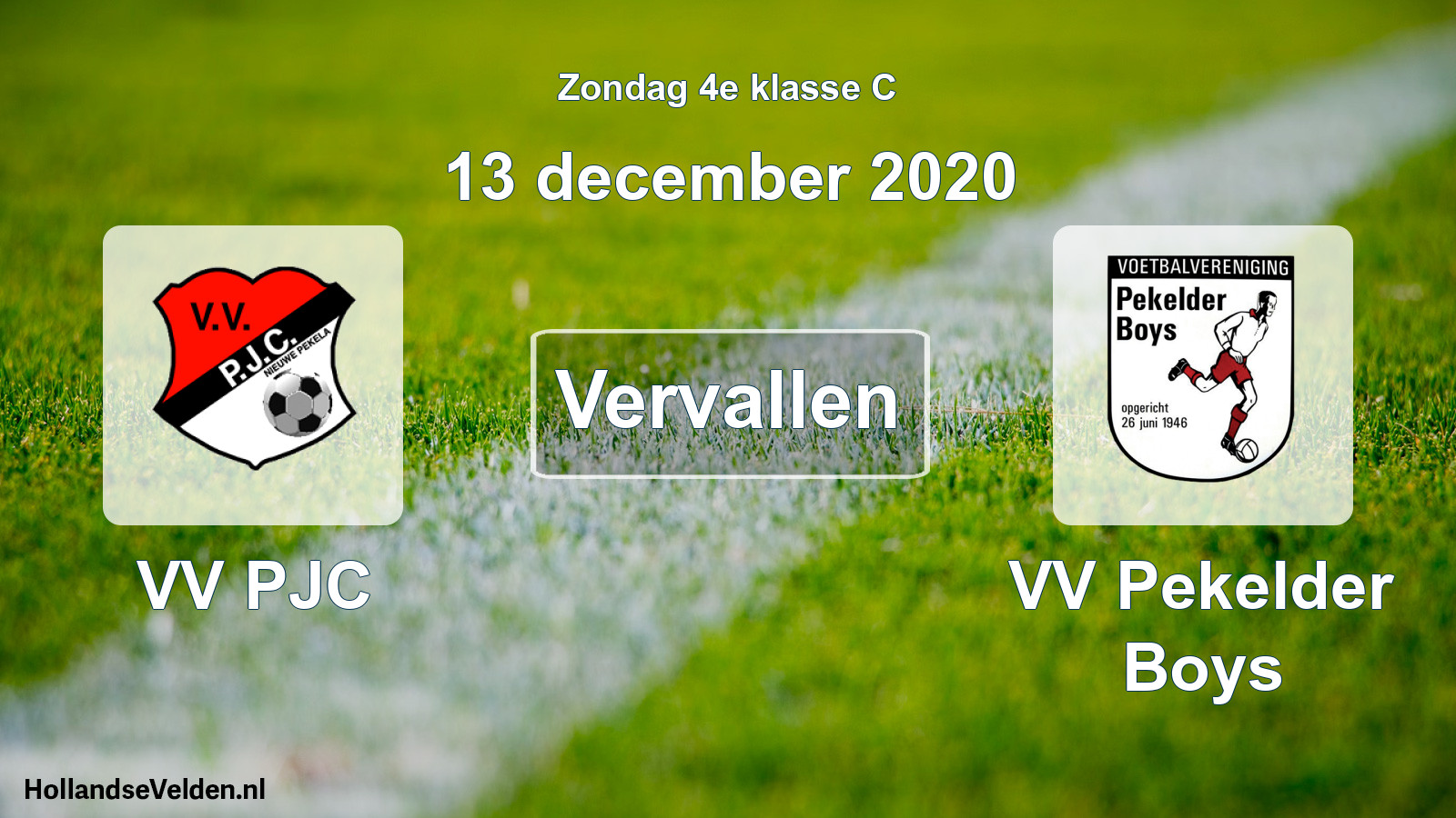 Scheduled Match: VV PJC - VV Pekelder Boys (13 December 2020)